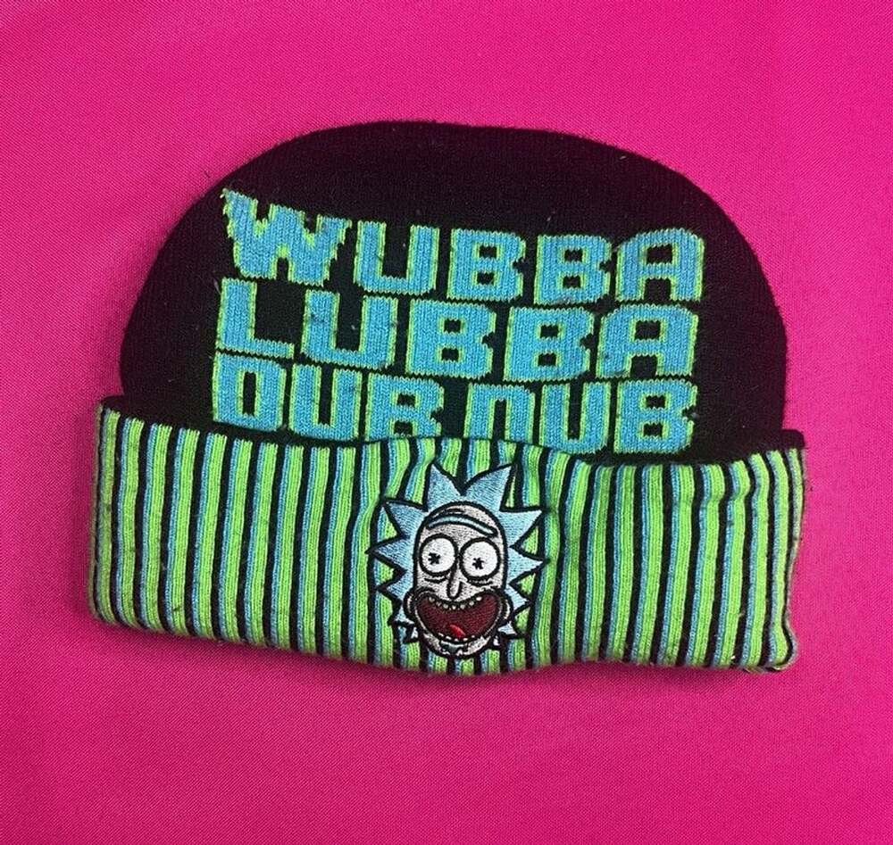 Rick and Morty Rick Sanchez "Wubba Lubba Dub Dub" Striped Knit Beanie OS